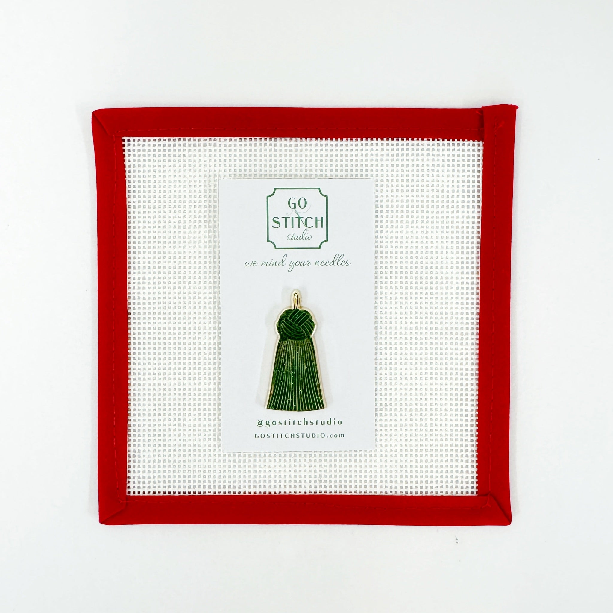 Green Glitter Tassel Needle Minder