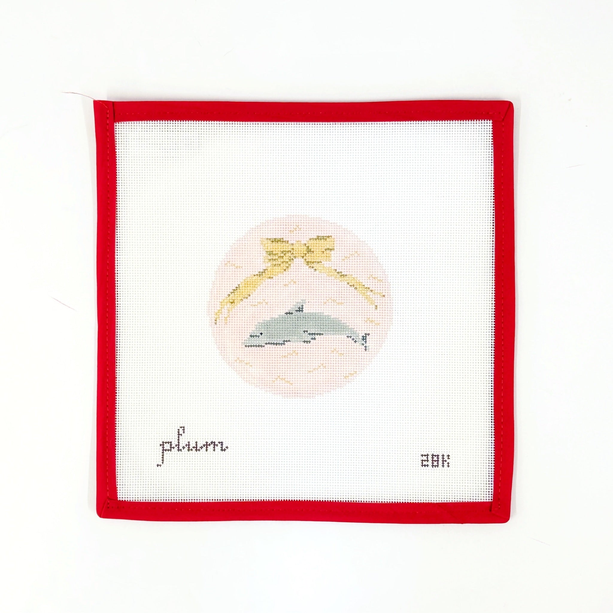 Dolphin w Gold BowPlum StitcheryCanvasThe Red Thread Atelier