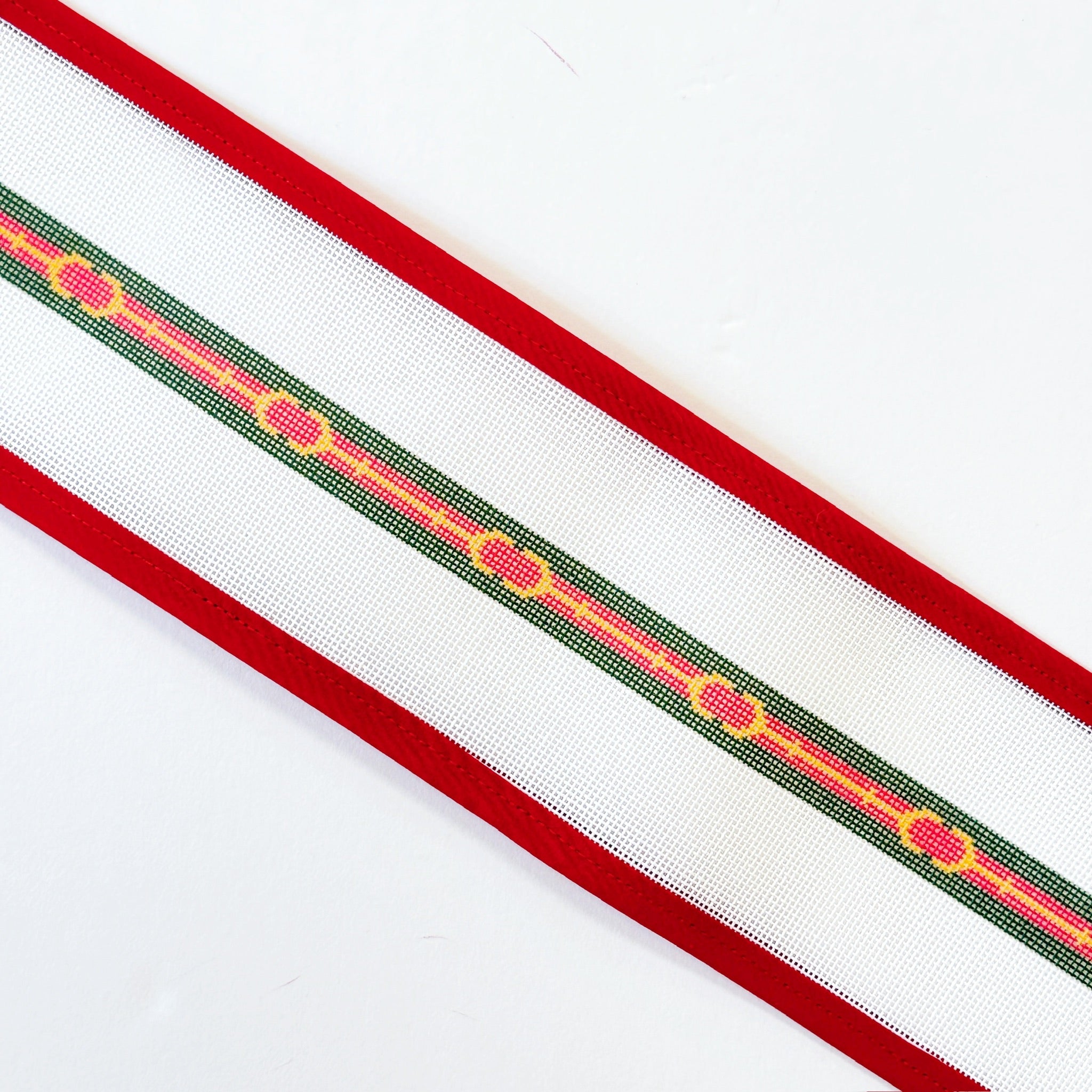 ** Preorder** Red &amp; Green Horse Bits Wrap BraceletAnne Fisher NeedlepointCanvasThe Red Thread Atelier