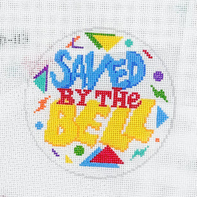 Saved by the Bell round needlepoint canvas by Salt &amp; Sand Designs