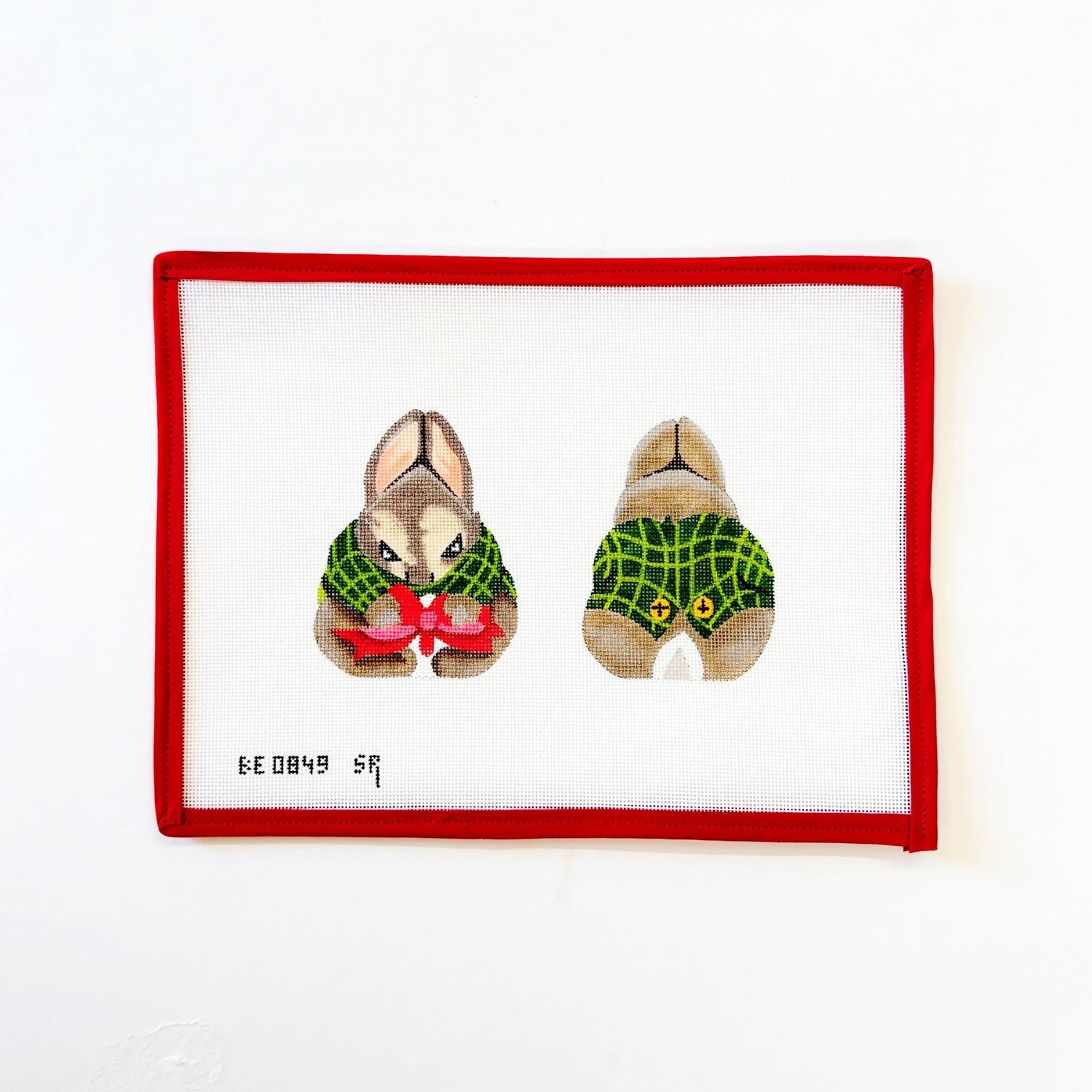 Bunny w Present, 2 sidedSusan RobertsCanvasThe Red Thread Atelier
