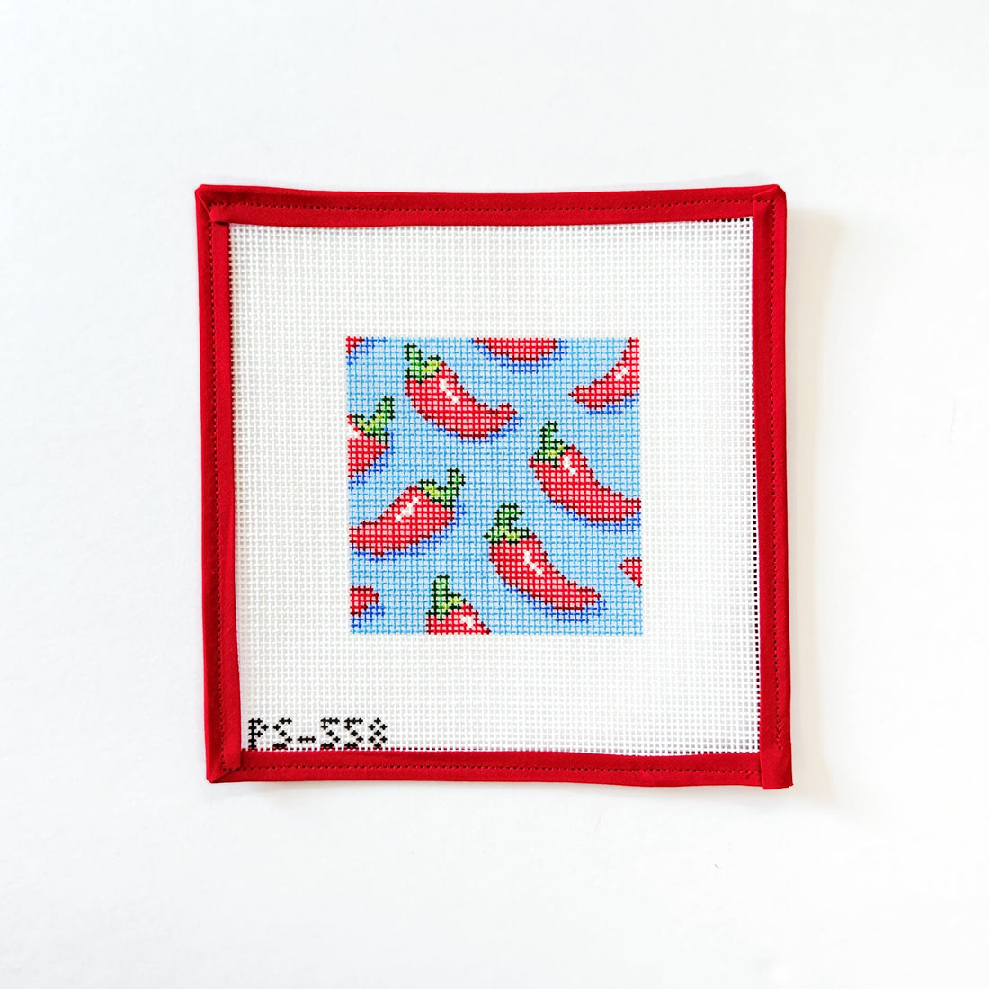 Chili Pepper CoasterPainted StitchCanvasThe Red Thread Atelier