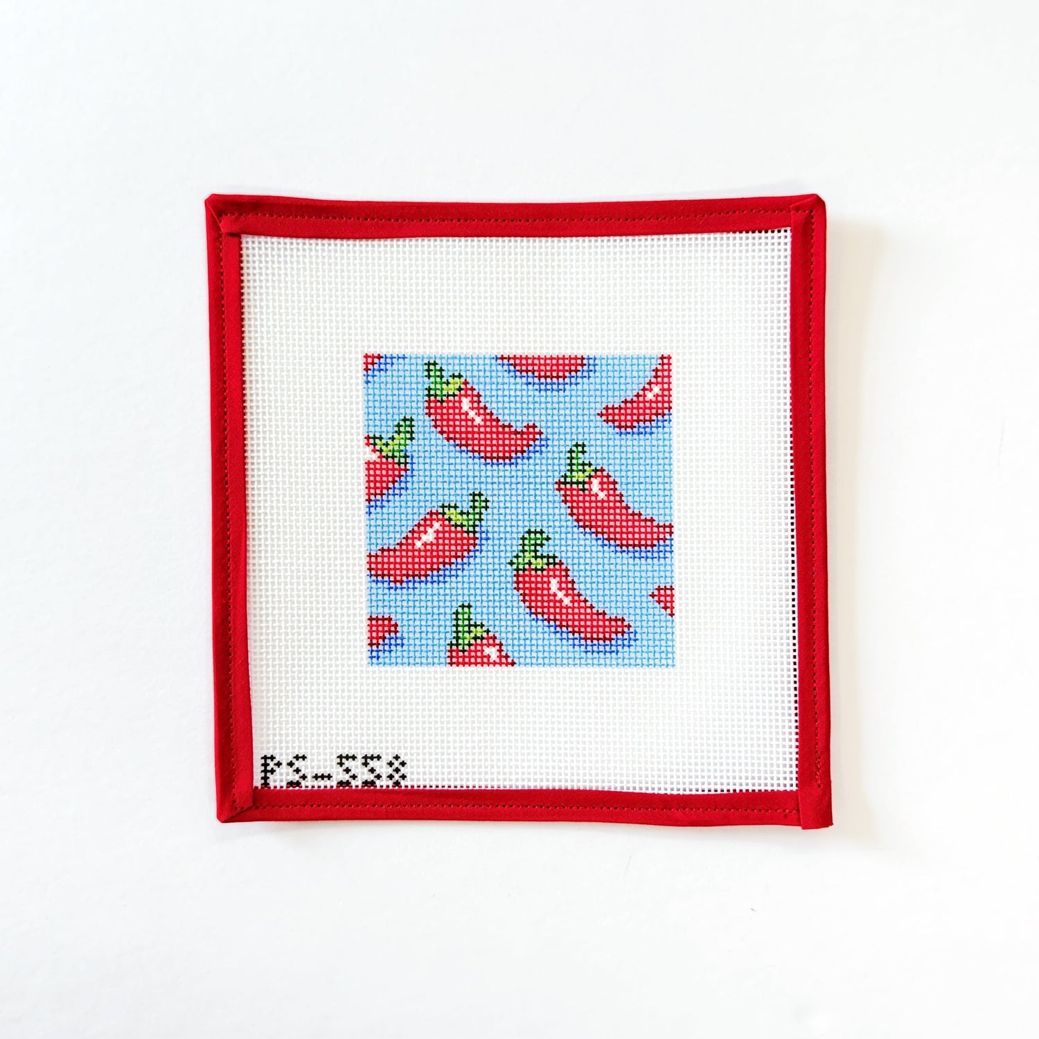 Chili Pepper CoasterPainted StitchCanvasThe Red Thread Atelier