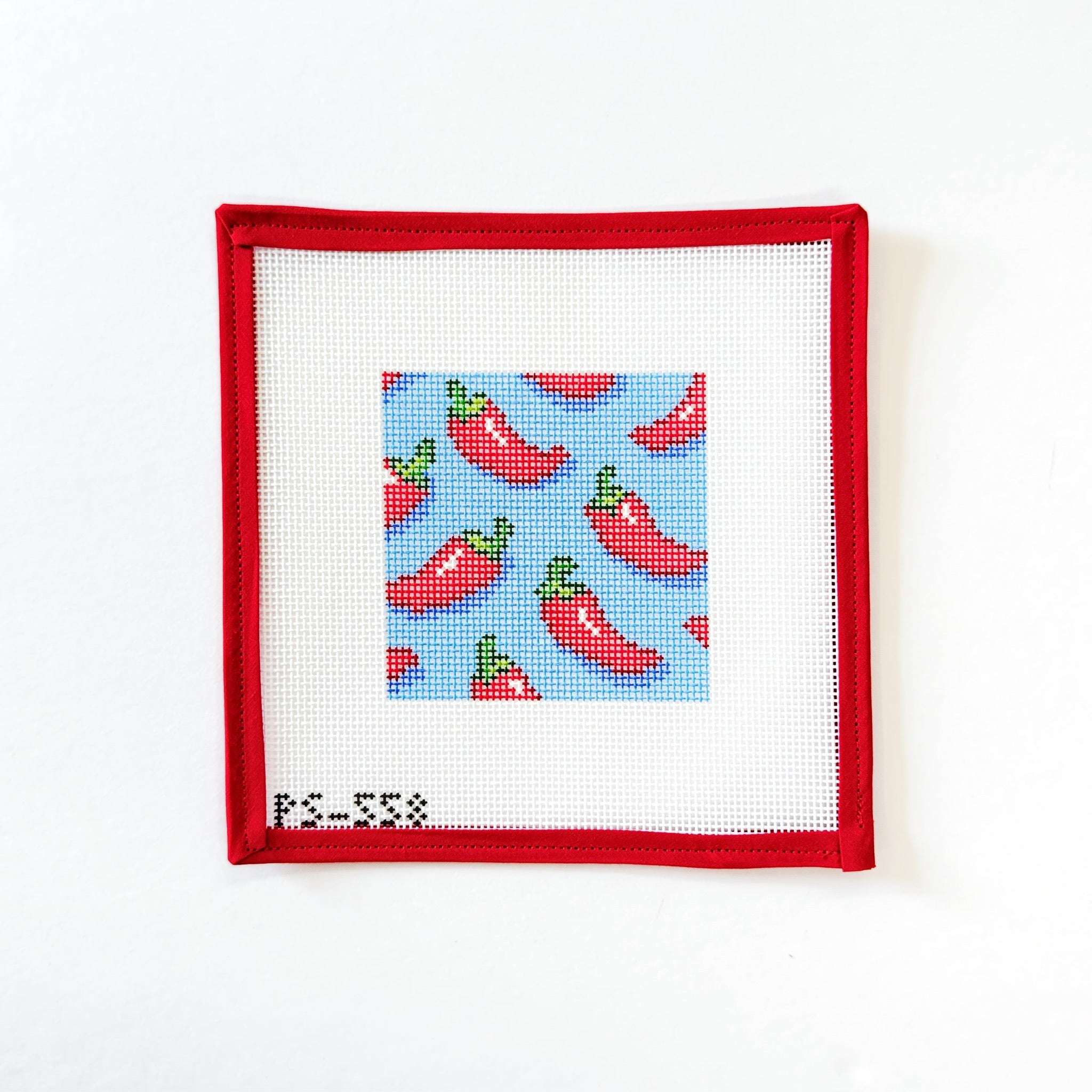 Chili Pepper CoasterPainted StitchCanvasThe Red Thread Atelier