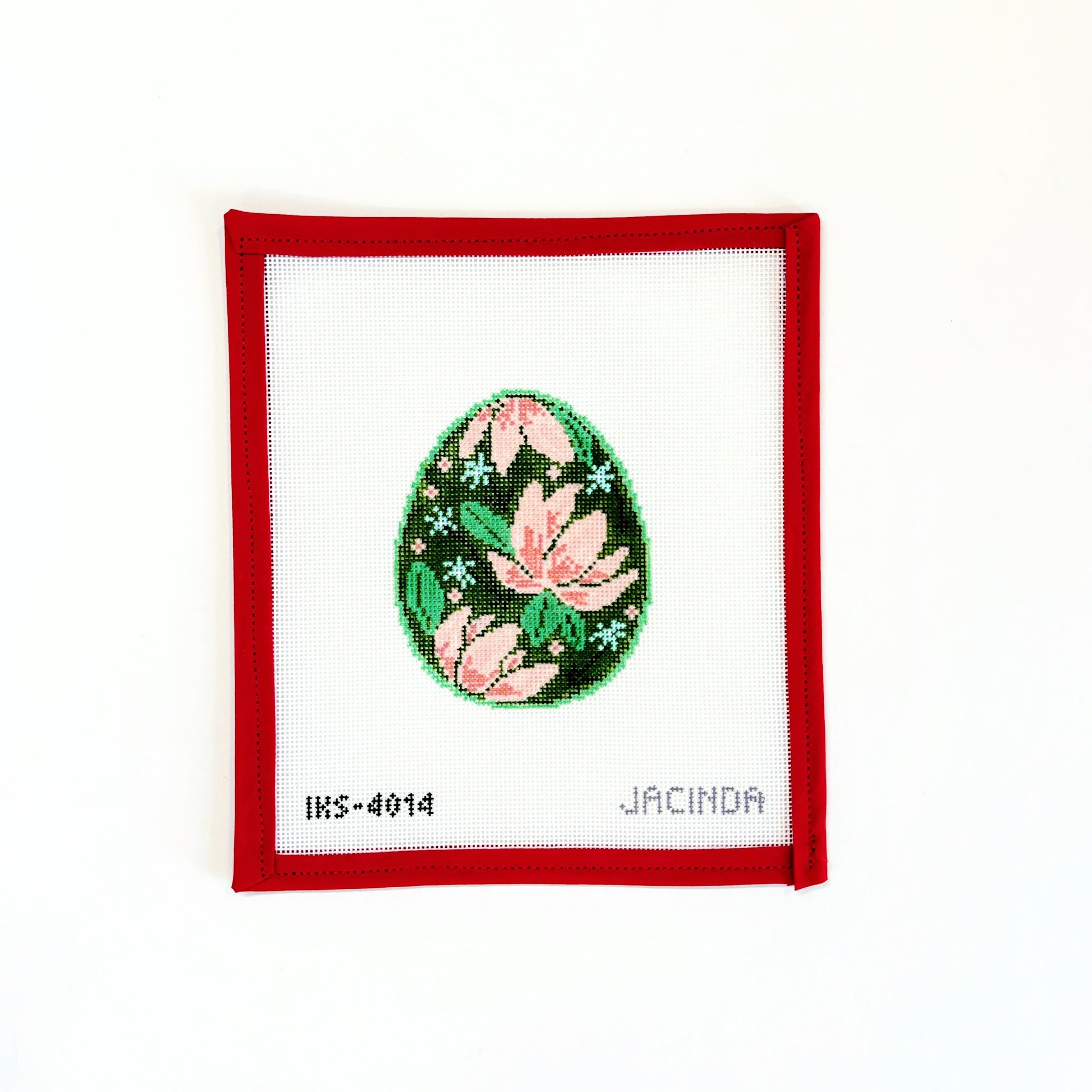 Flower Easter EggInitial KCanvasThe Red Thread Atelier