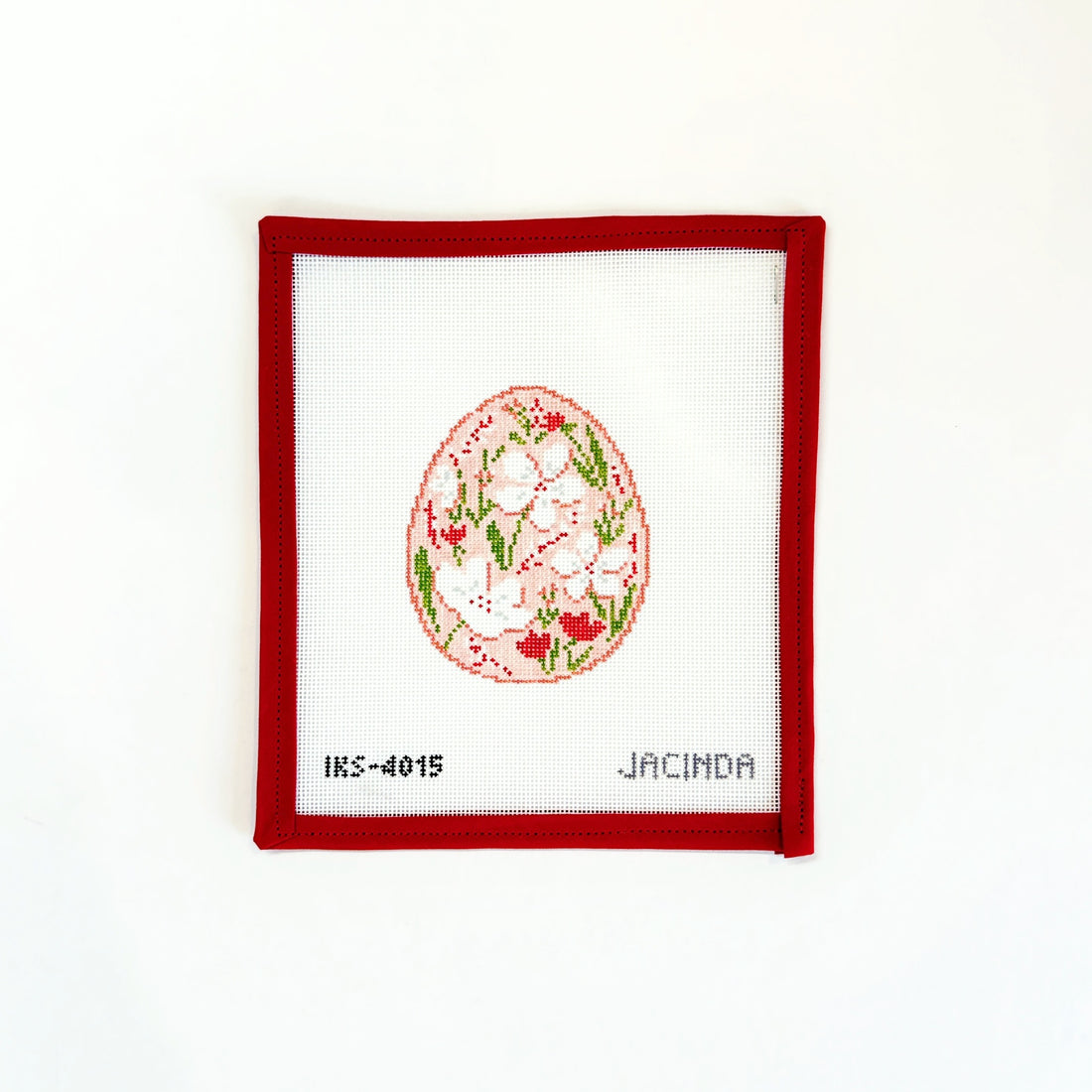 White Flower Easter EggInitial KCanvasThe Red Thread Atelier