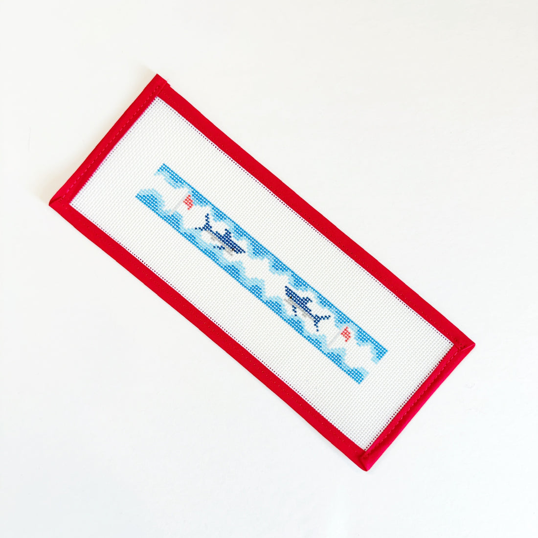 Swimming Shark Key FobLittle stitches needleworksCanvasThe Red Thread Atelier