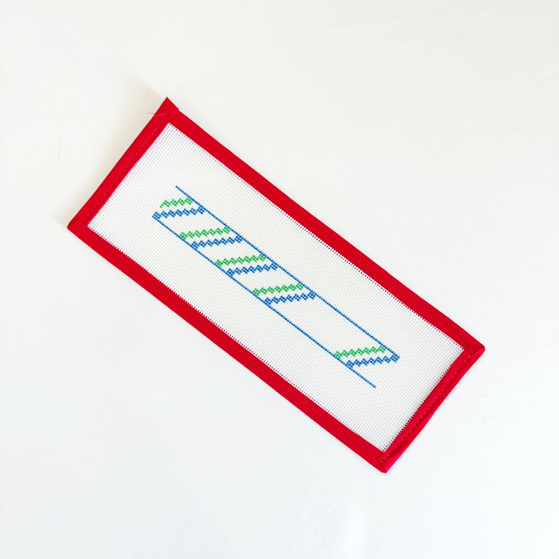 Sport Stripe Green FOB w Monogram SpotLittle stitches needleworksCanvasThe Red Thread Atelier