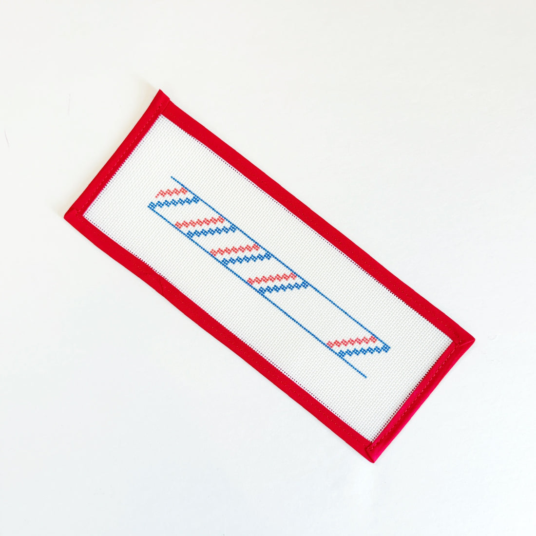 Sport Stripe Red FOB w Monogram SpotLittle stitches needleworksCanvasThe Red Thread Atelier