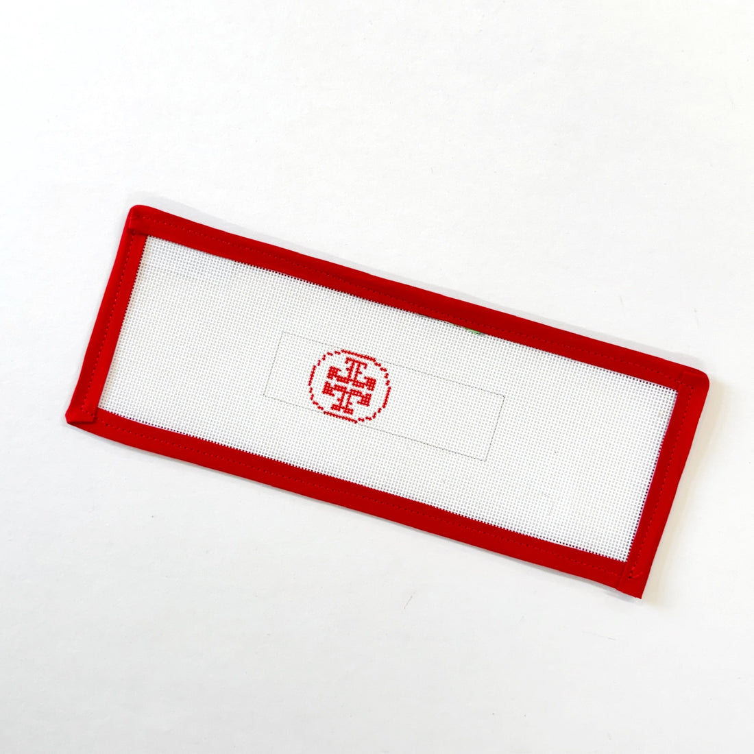 T logo - Flat Key FobElm Tree NeedlepointCanvasThe Red Thread Atelier