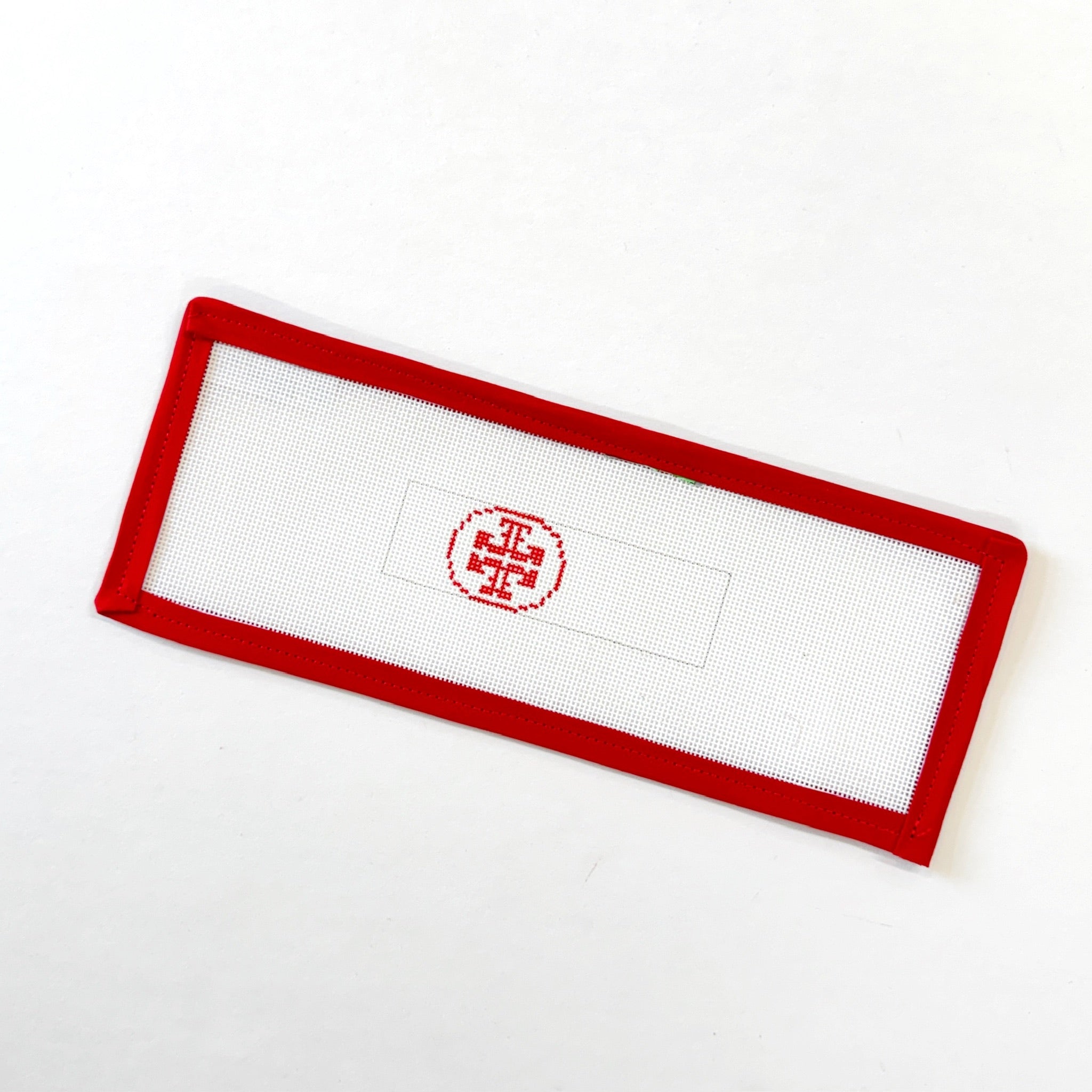 T logo - Flat Key FobElm Tree NeedlepointCanvasThe Red Thread Atelier