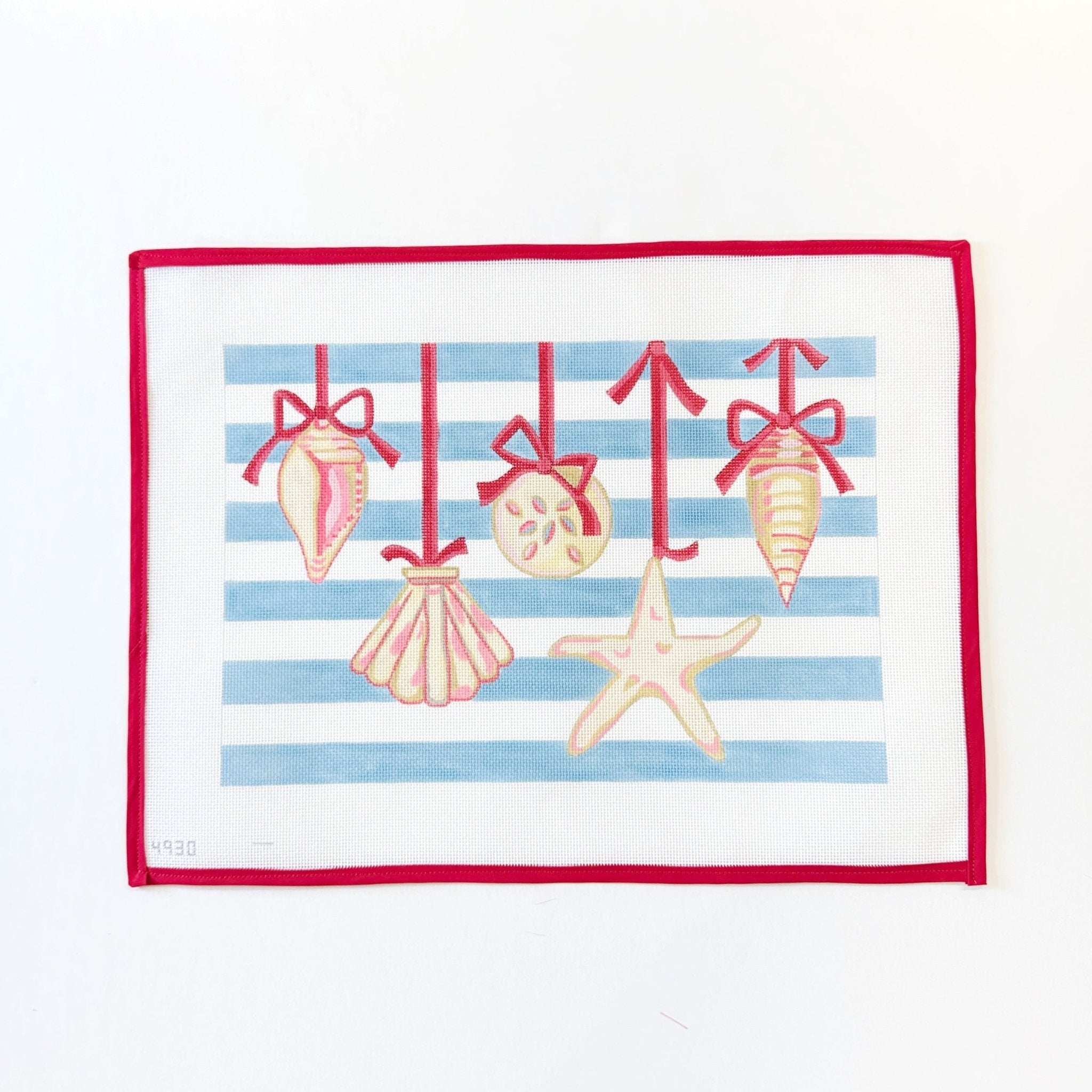 Seashell Ornaments on StripesAlice PetersonCanvasThe Red Thread Atelier