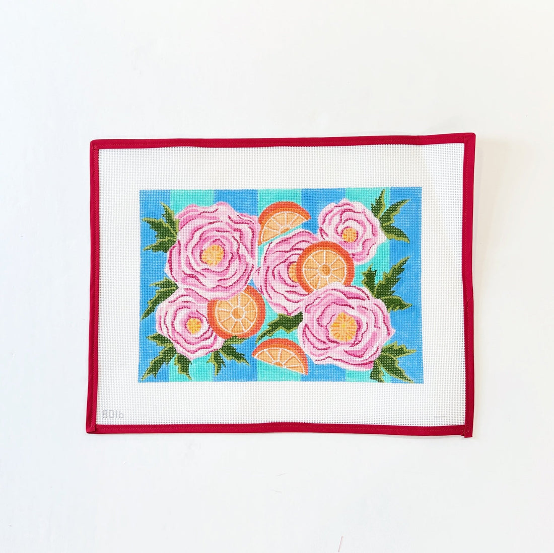 Pink Flowers on StripesAlice PetersonCanvasThe Red Thread Atelier