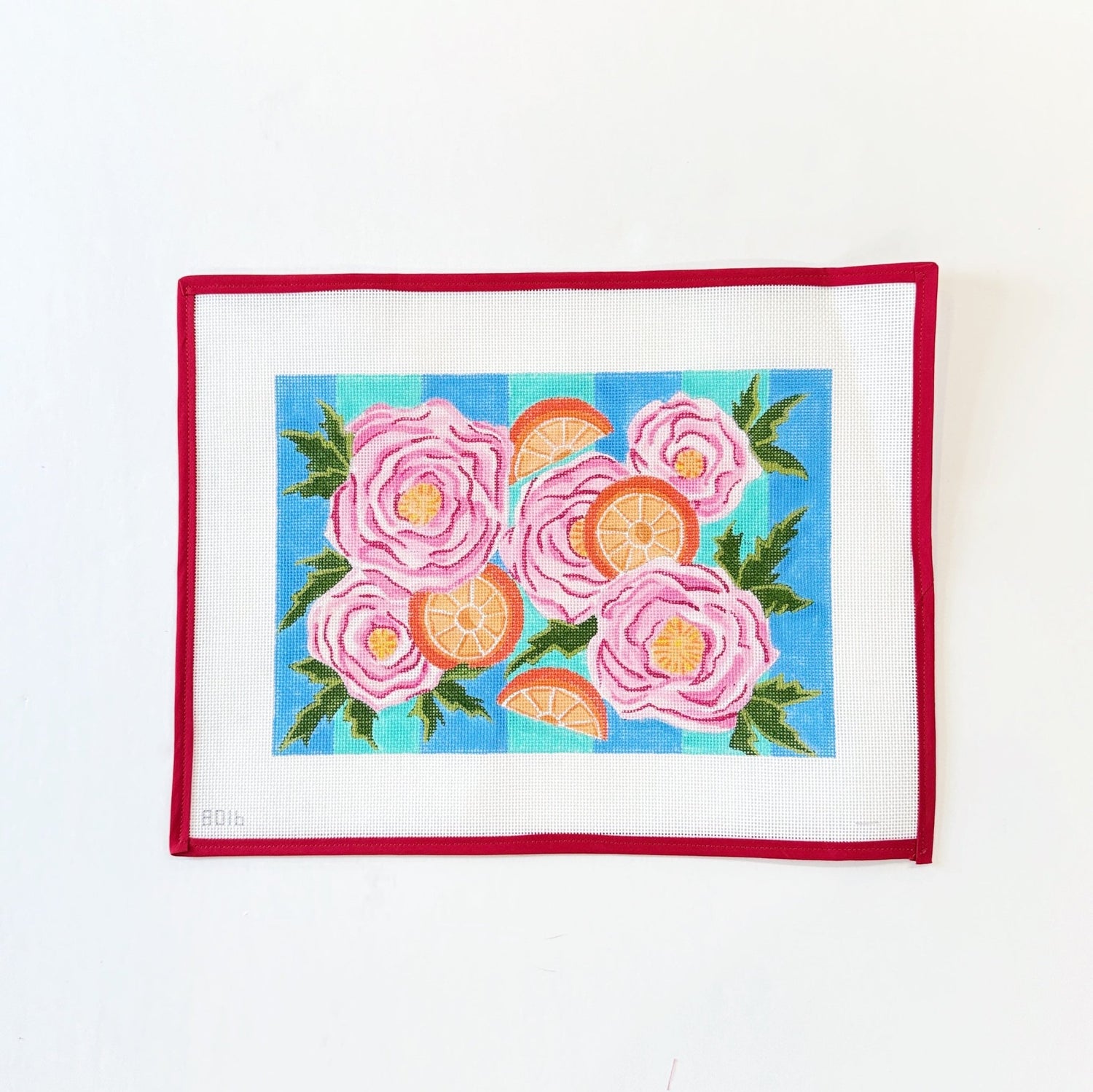 Pink Flowers on StripesAlice PetersonCanvasThe Red Thread Atelier