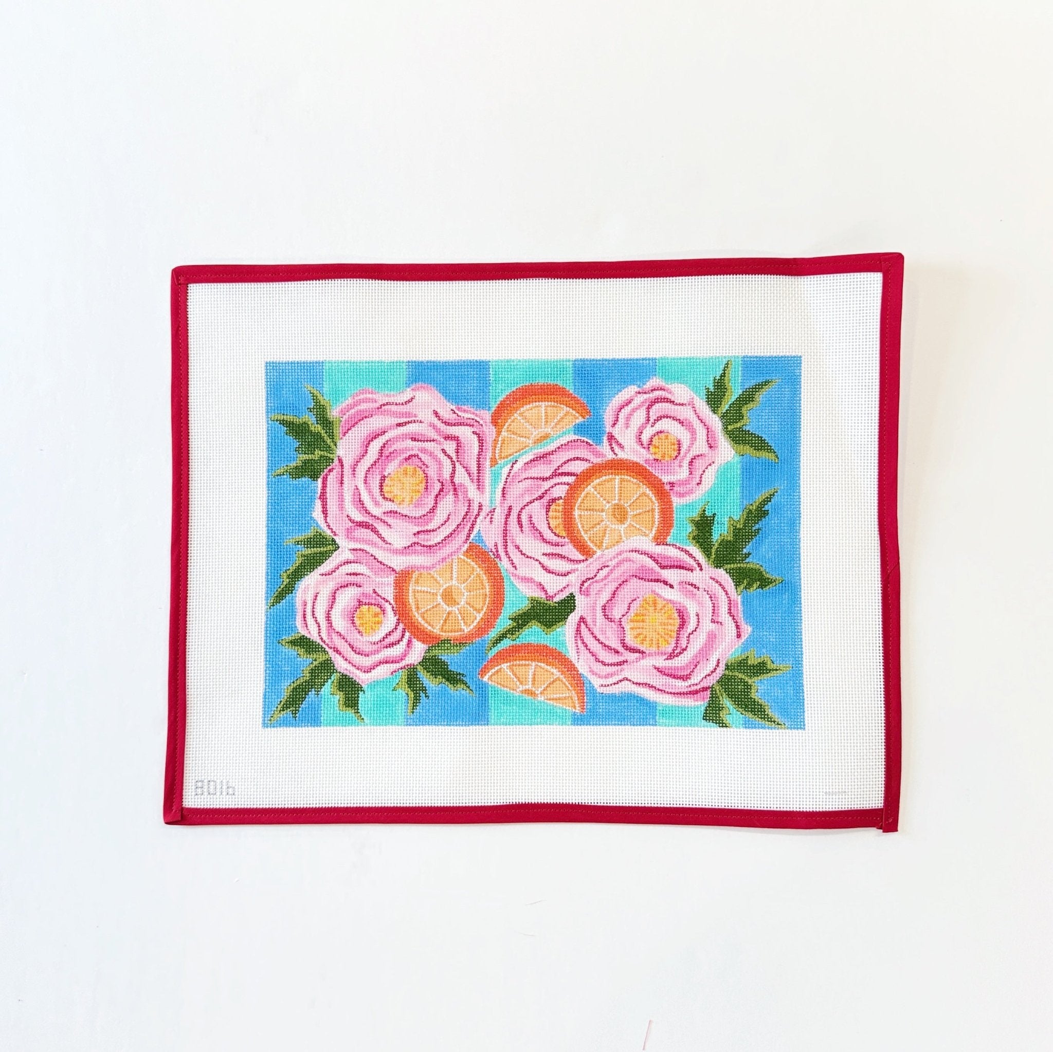 Pink Flowers on StripesAlice PetersonCanvasThe Red Thread Atelier