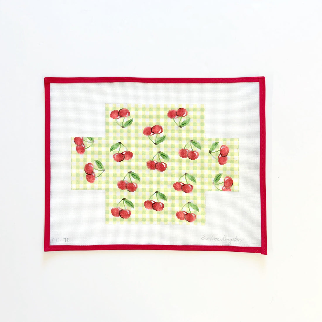 Cherries on Green Gingham BrickKristine KingstonCanvasThe Red Thread Atelier