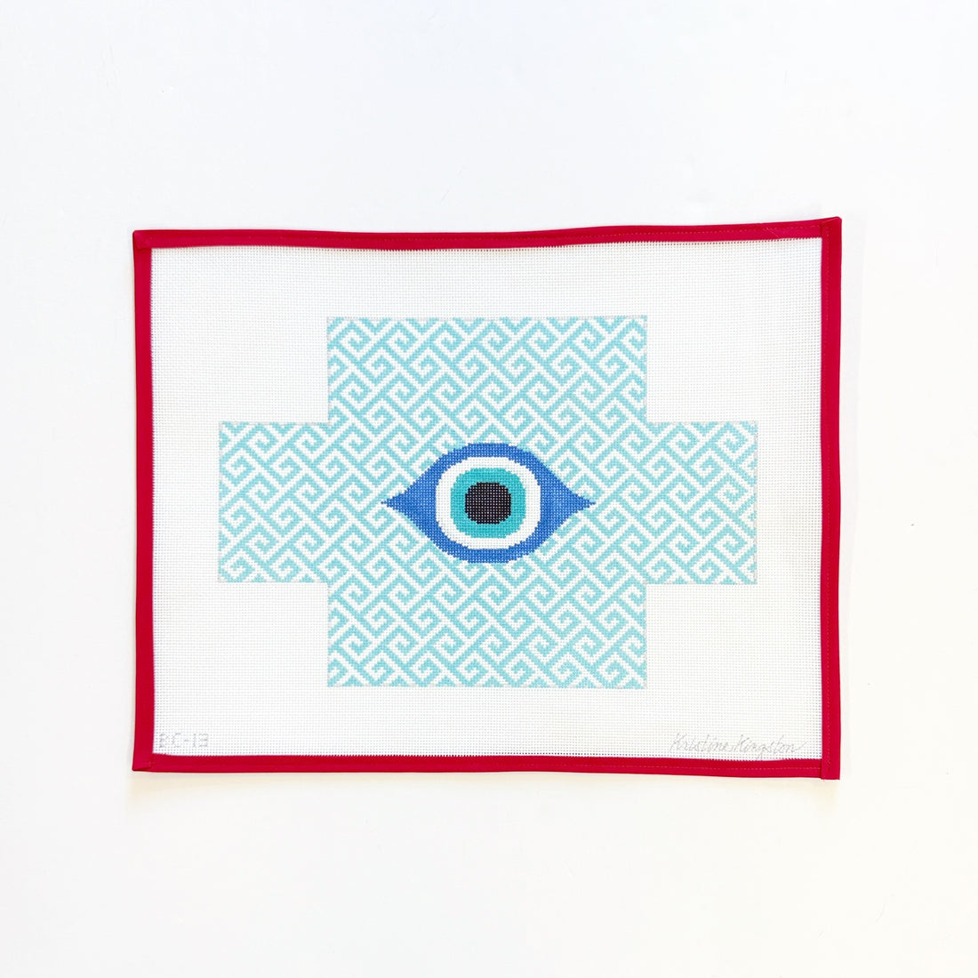 Evil Eye on Greek Key BrickKristine KingstonCanvasThe Red Thread Atelier