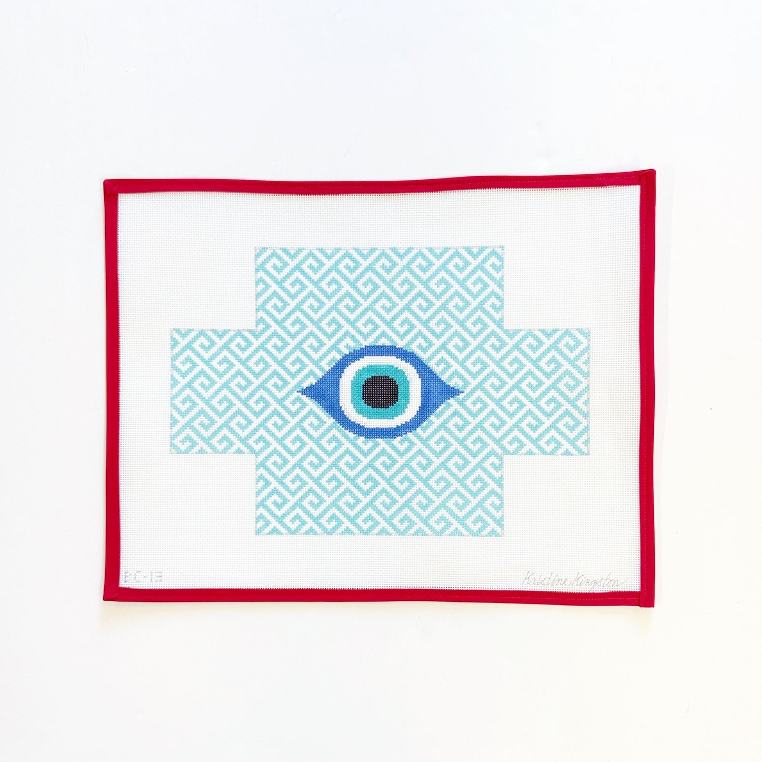 Evil Eye on Greek Key BrickKristine KingstonCanvasThe Red Thread Atelier