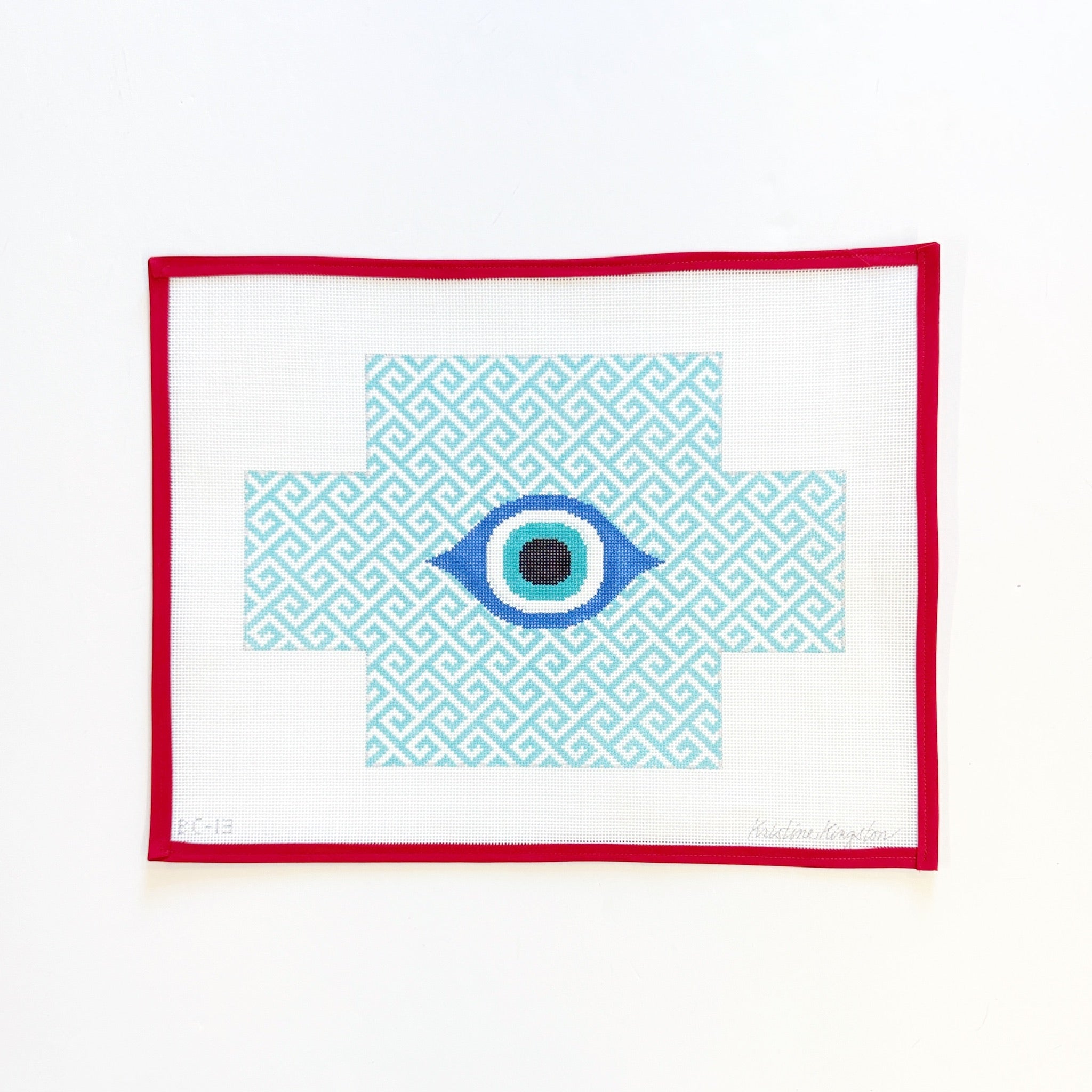 Evil Eye on Greek Key BrickKristine KingstonCanvasThe Red Thread Atelier