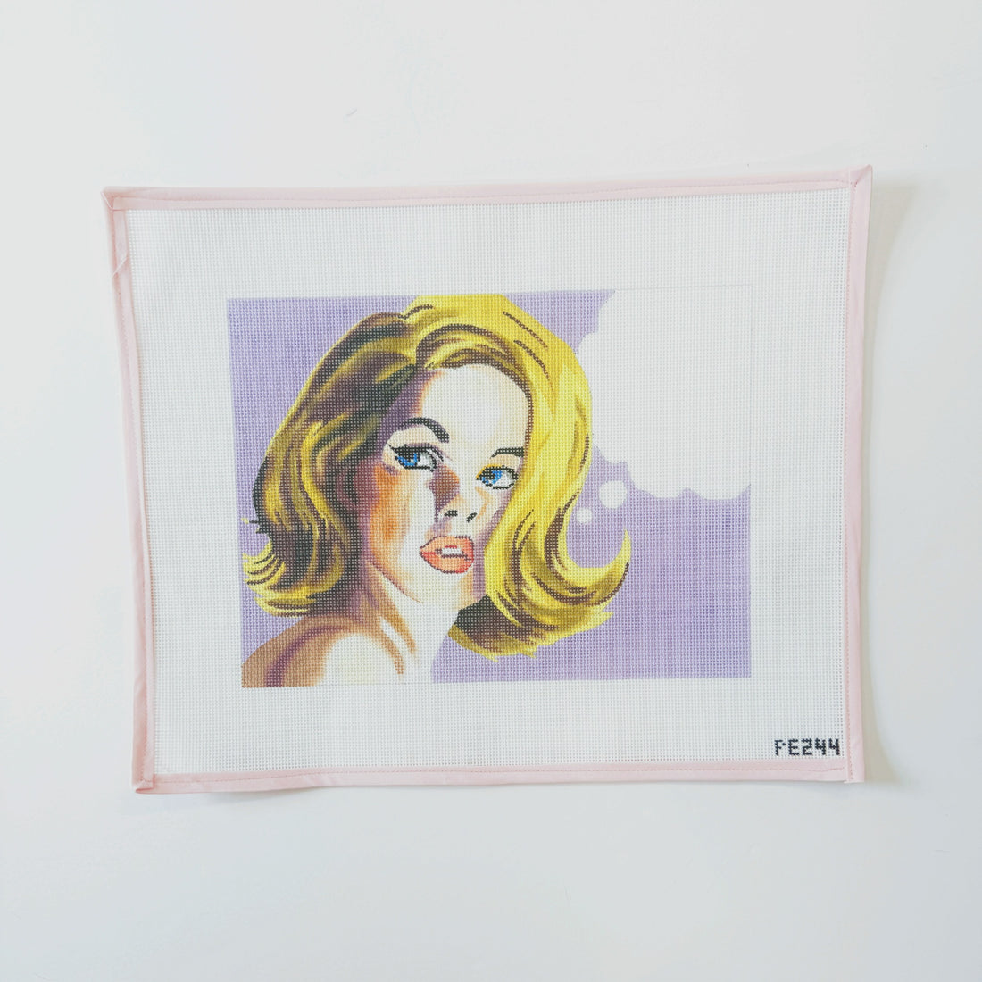 Blonde on Lavender w text bubbleColors of PraiseCanvasThe Red Thread Atelier