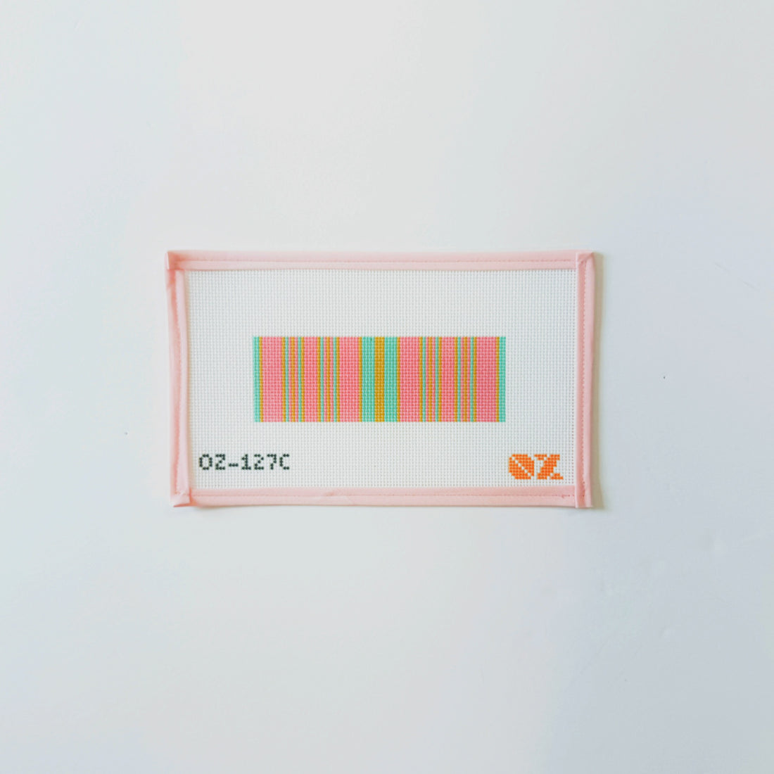 Pink Ticking Needlepoint FobOz NeedleCanvasThe Red Thread Atelier