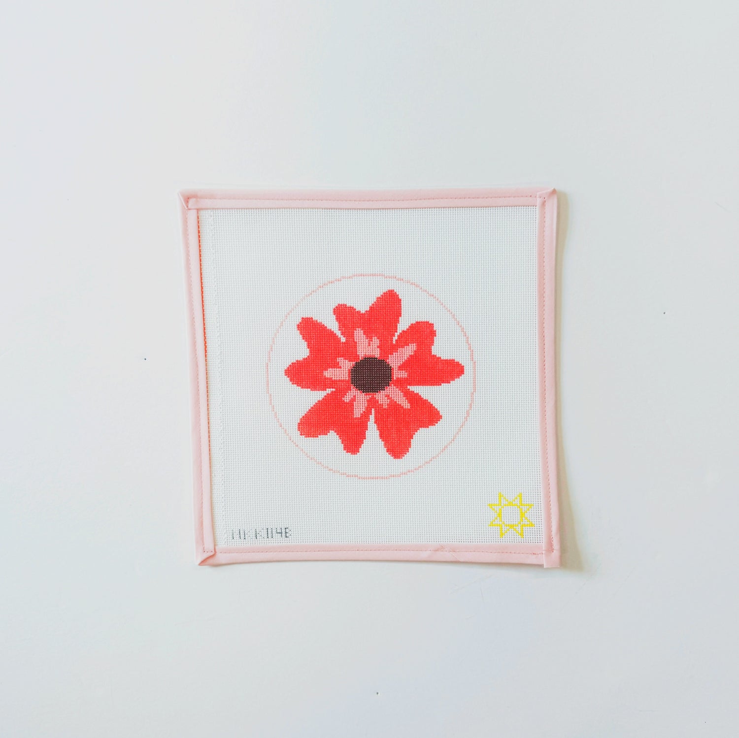 Whimsical Flower SalmonAudra NeedlepointCanvasThe Red Thread Atelier