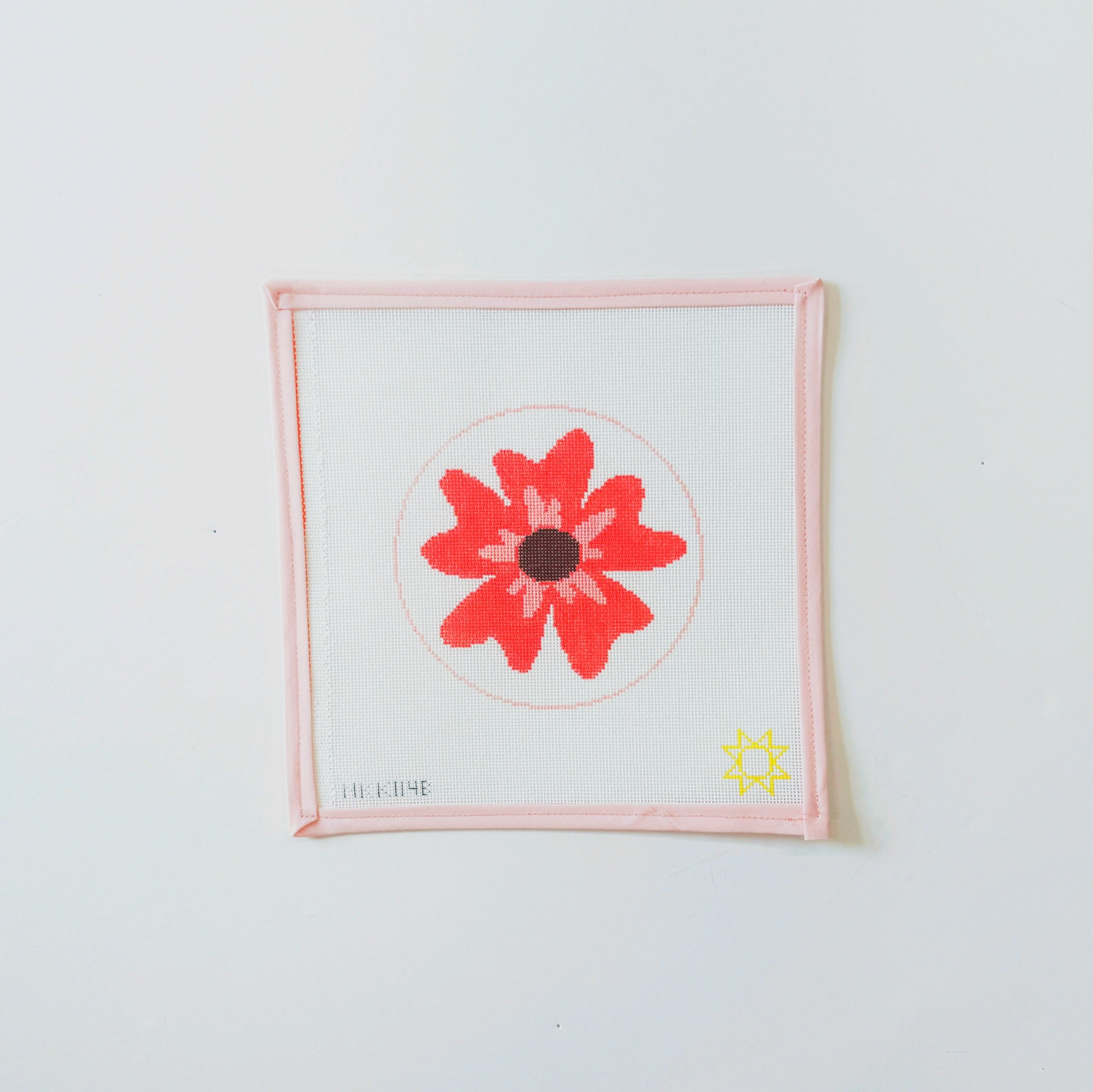 Whimsical Flower SalmonAudra NeedlepointCanvasThe Red Thread Atelier