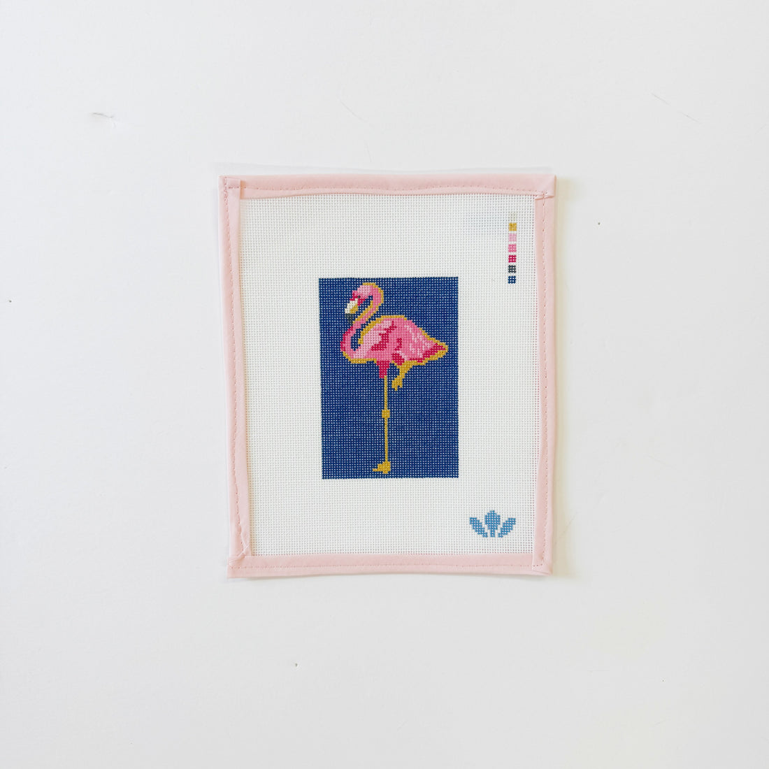 Flamingo on Navythree petalsCanvasThe Red Thread Atelier