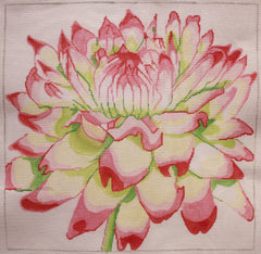 Regal Pink and Green Mum needlepoint canvas by Jean Smith