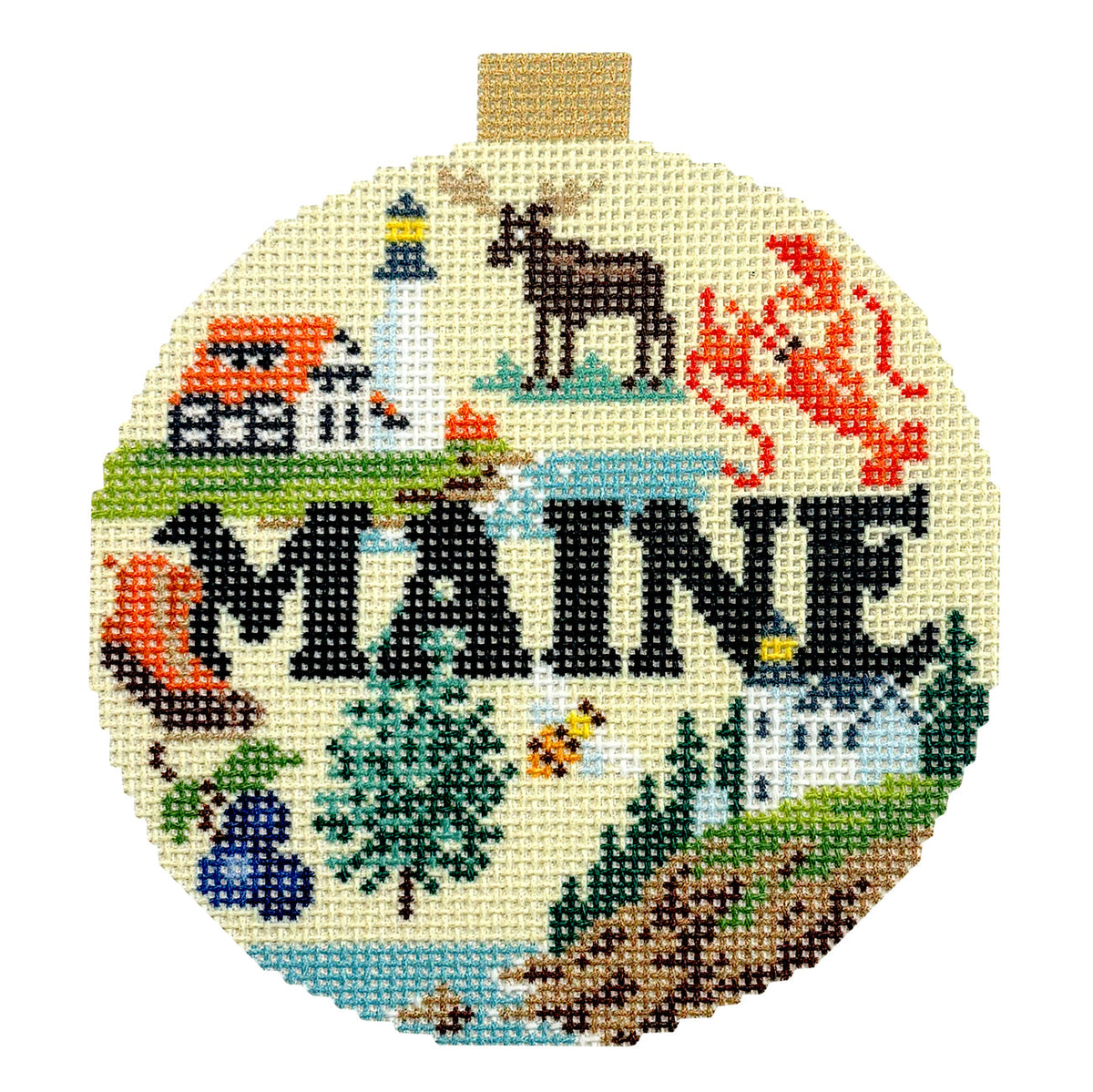 Travel Round Maine needlepoint canvas by Bradley Needlepoint