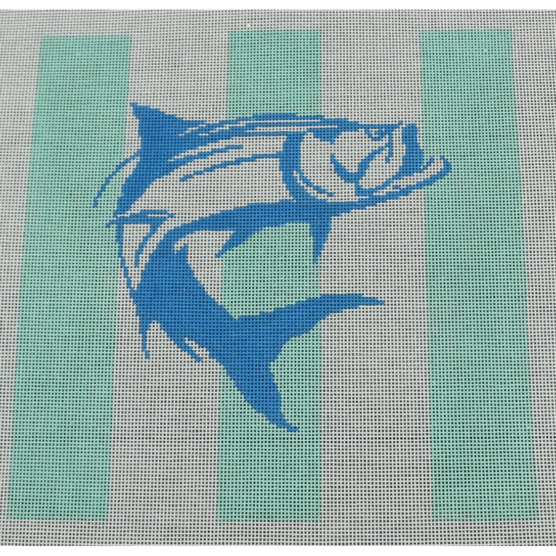KKP145 (Tarpon on Mint Stripes)Kristine KingstonCanvasThe Red Thread Atelier