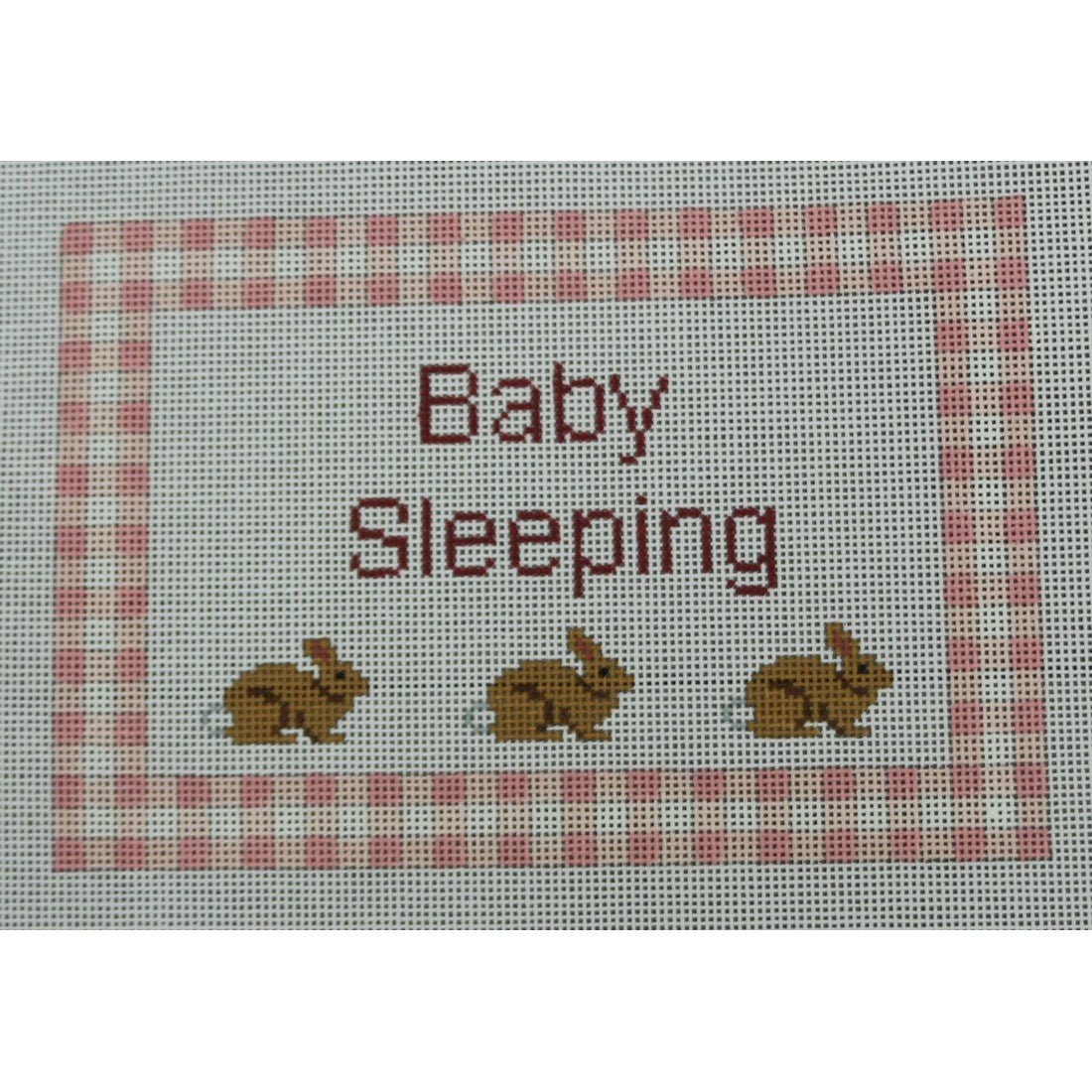 KKP199A (Baby Sleeping Bunnies Pink Gingham 4.75 x 7)Kristine KingstonCanvasThe Red Thread Atelier
