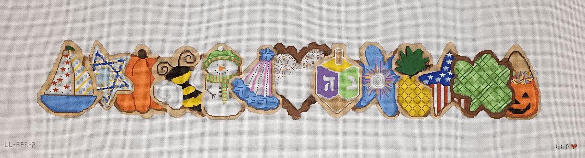 LL-APR-2 All Holiday Cookies Apron Row w/HanukkahLaura Love DesignsCanvasThe Red Thread Atelier