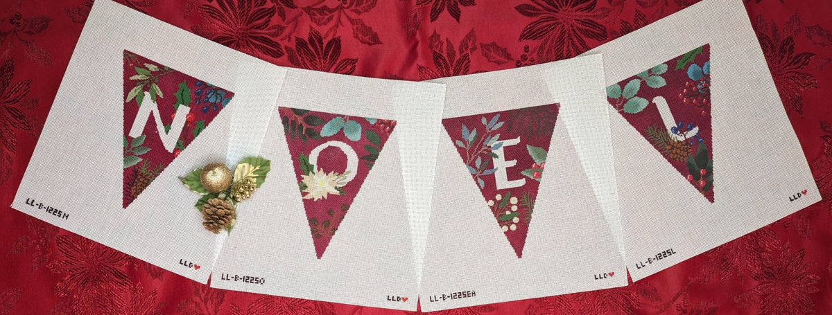 LL-BUN-1226a Botanical NOEL Garland red - 4 individual canvasesLaura Love DesignsCanvasThe Red Thread Atelier