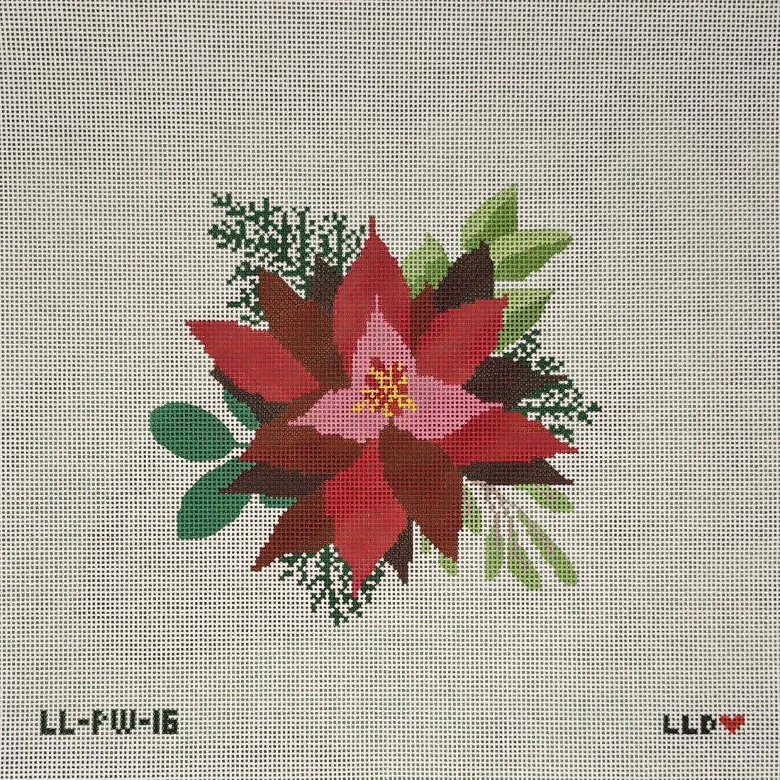 LL-PW-16 Red Poinsettia on White BackgroundLaura Love DesignsCanvasThe Red Thread Atelier