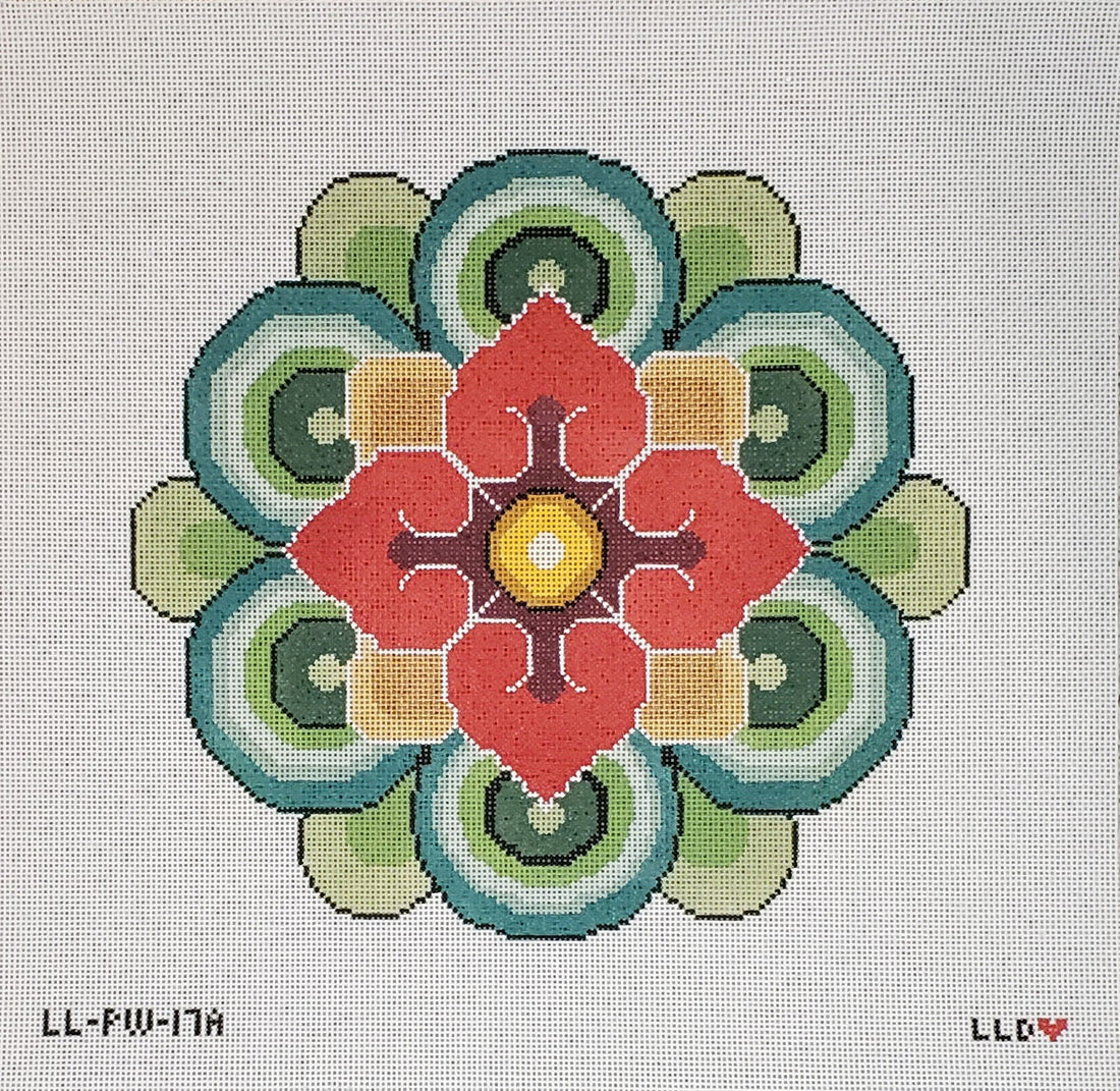 LL-PW-17A Red/Gold Mandala Flower PillowLaura Love DesignsCanvasThe Red Thread Atelier