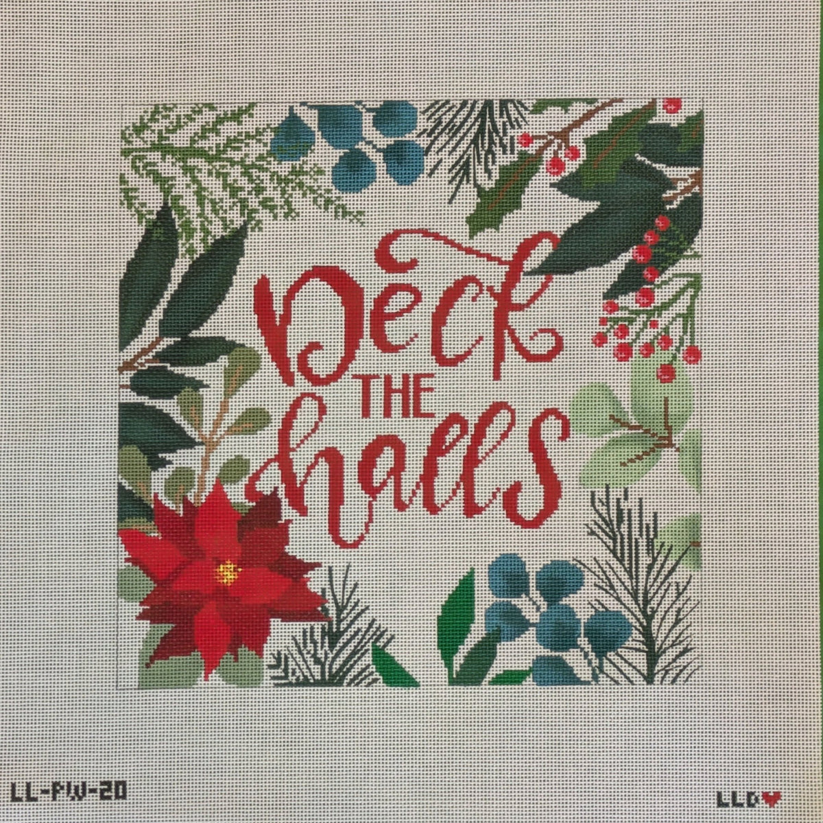 LL-PW-20 Deck the Halls Pillow 18Laura Love DesignsCanvasThe Red Thread Atelier