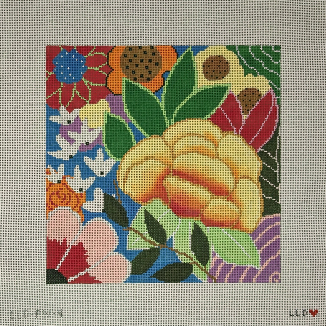 LL-PW-4 Rainbow Floral Square Pillow 13Laura Love DesignsCanvasThe Red Thread Atelier