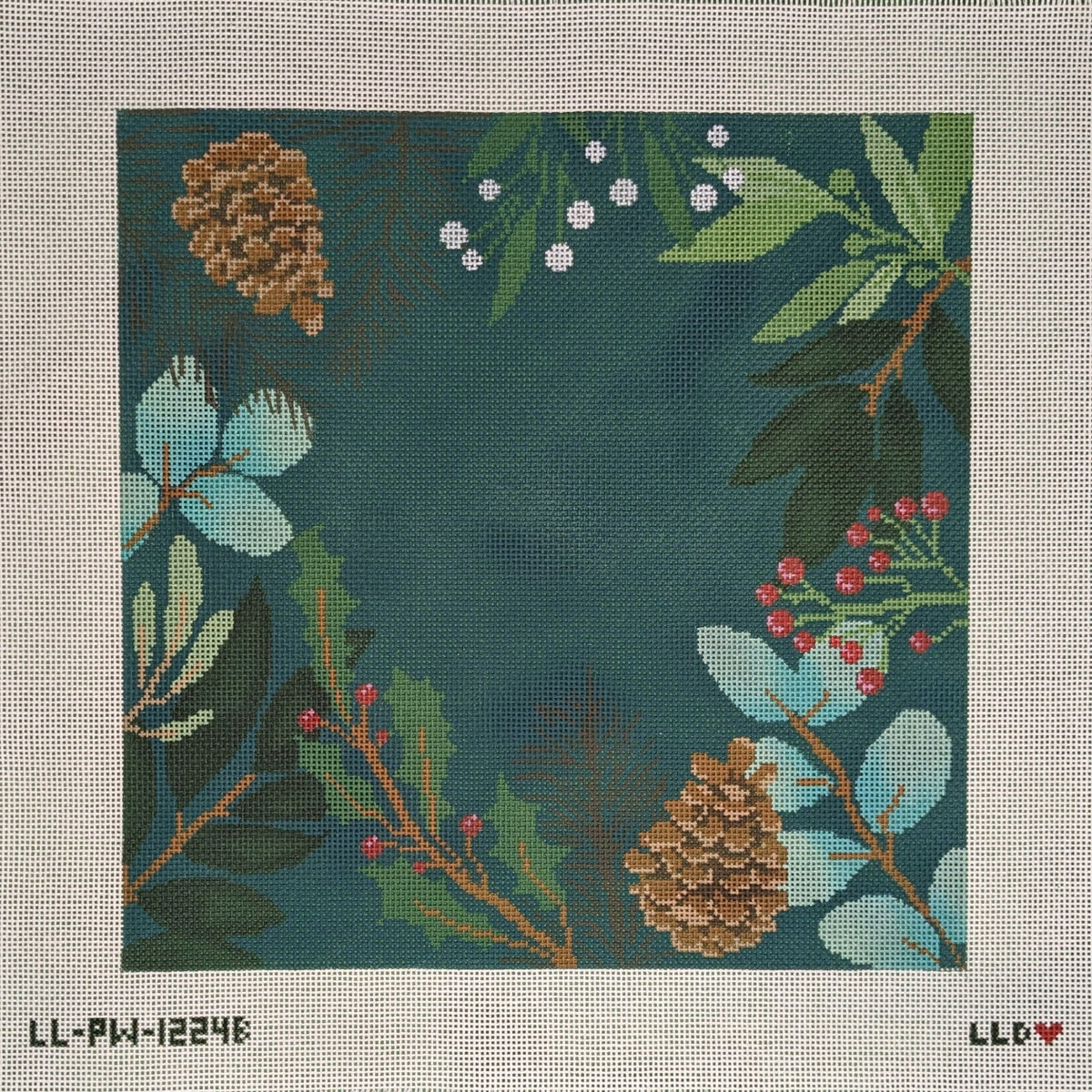 LL-PW-6b Green Botanical Pillow Blank - LargeLaura Love DesignsCanvasThe Red Thread Atelier