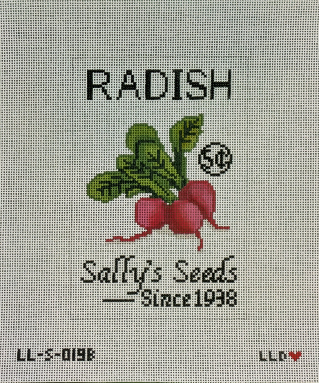 LL-S-19b Radish Seed Packet 13ctLaura Love DesignsCanvasThe Red Thread Atelier