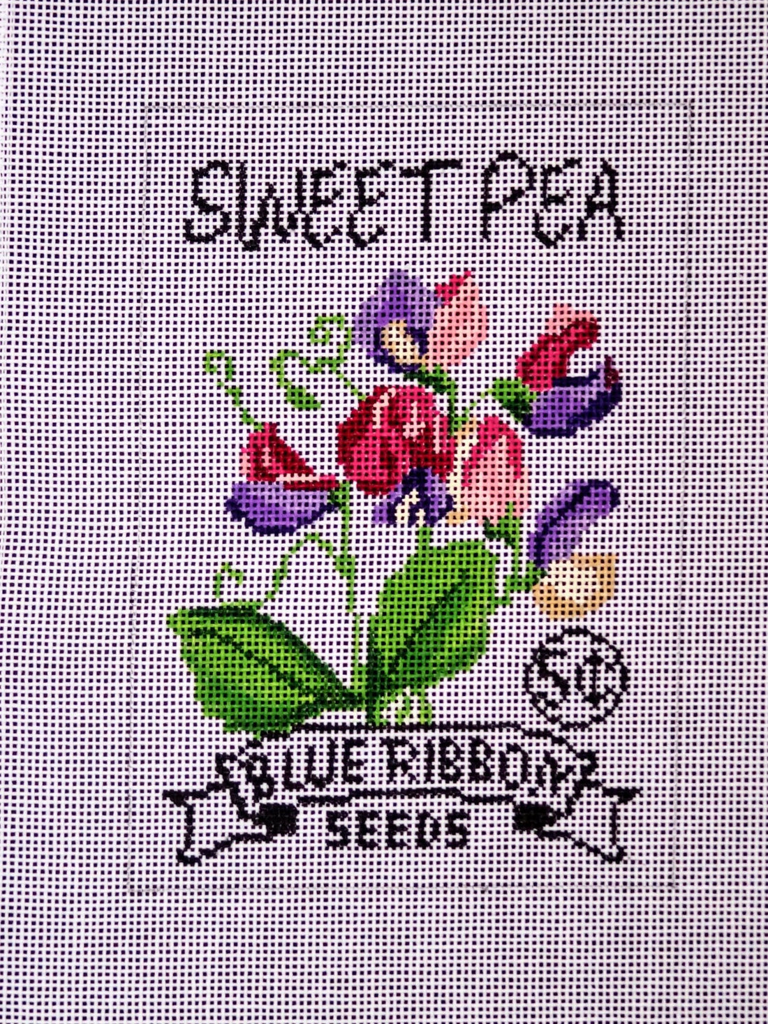 LL-S-04b Sweet Pea Seed Packet 13 ctLaura Love DesignsCanvasThe Red Thread Atelier