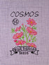 Cosmos Seed Packet needlepoint canvas by Laura Love Designs