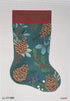 LL-ST-02B Green Stocking with PineconesLaura Love DesignsCanvasThe Red Thread Atelier