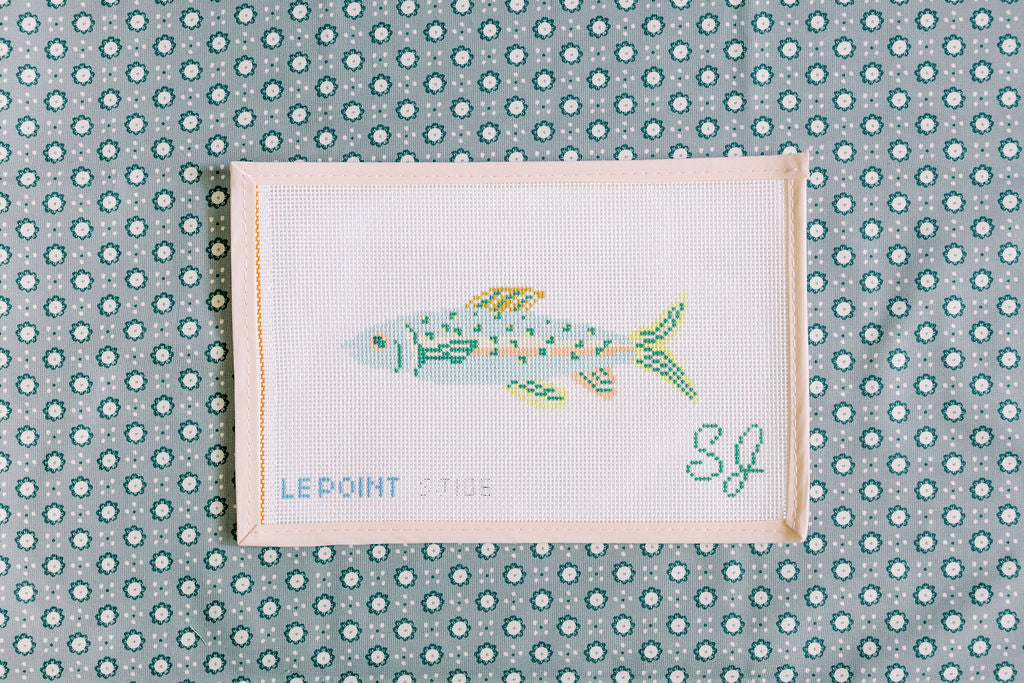 Teal Fish needlepoint canvas