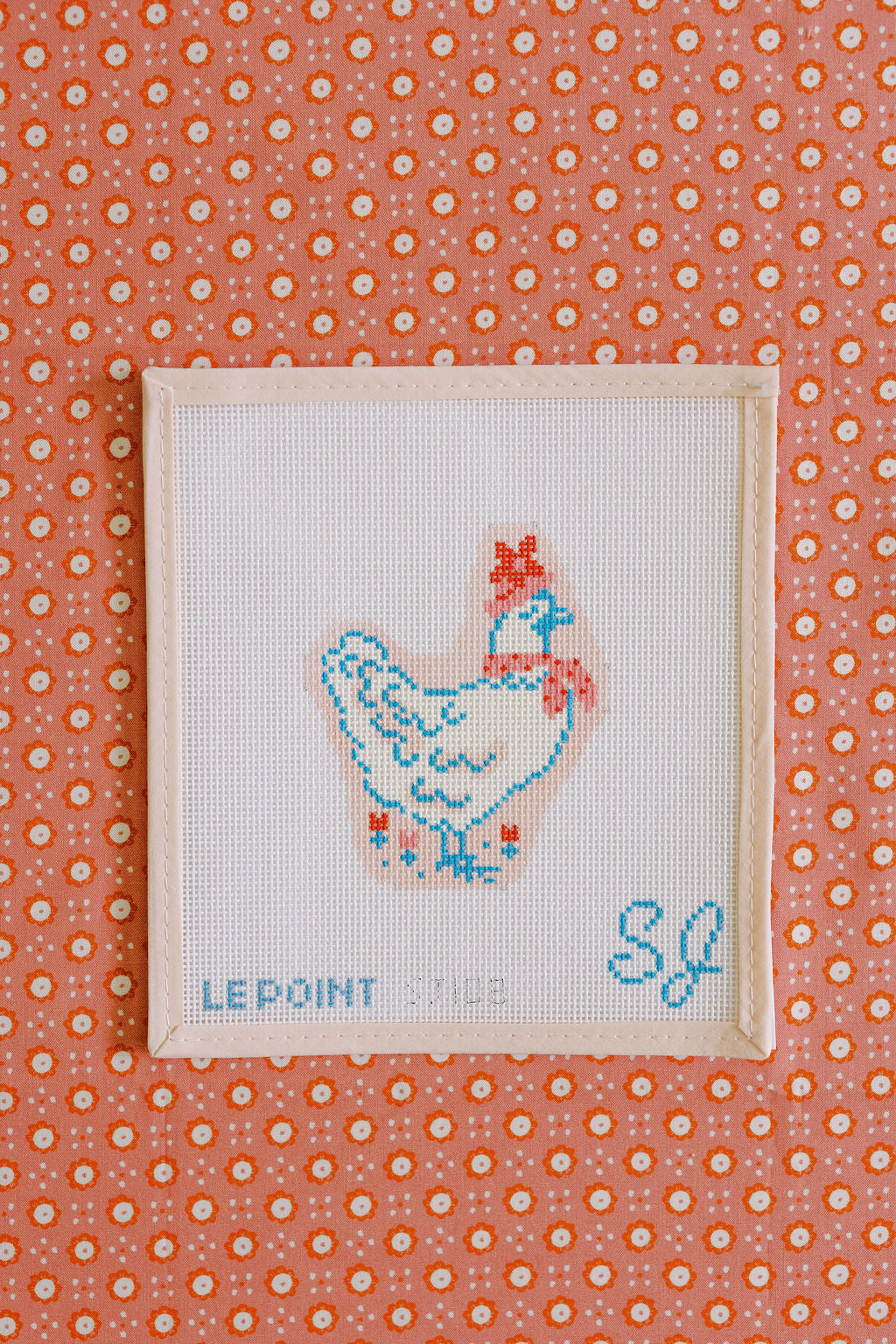 Spring Chicken needlepoint canvas