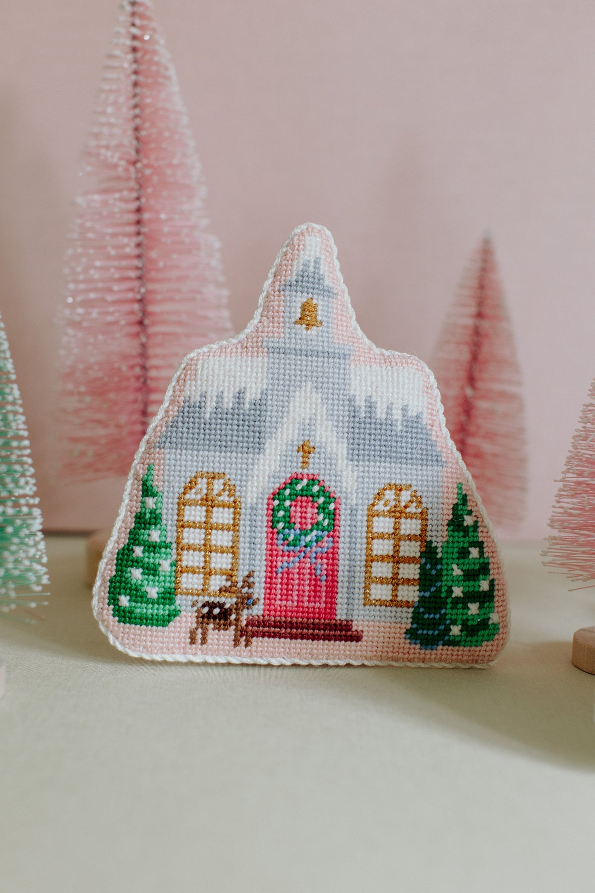 Christmas Village Church needlepoint canvas