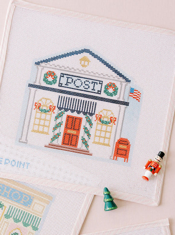 Christmas Village Post Office needlepoint canvas