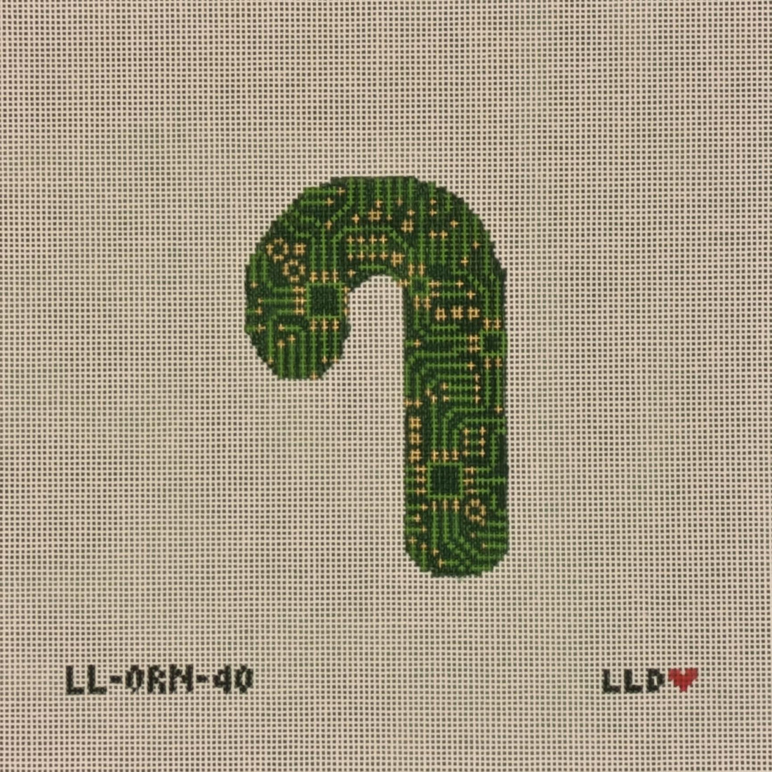 LL-ORN-40 Circuit Board Candy CaneLaura Love DesignsCanvasThe Red Thread Atelier