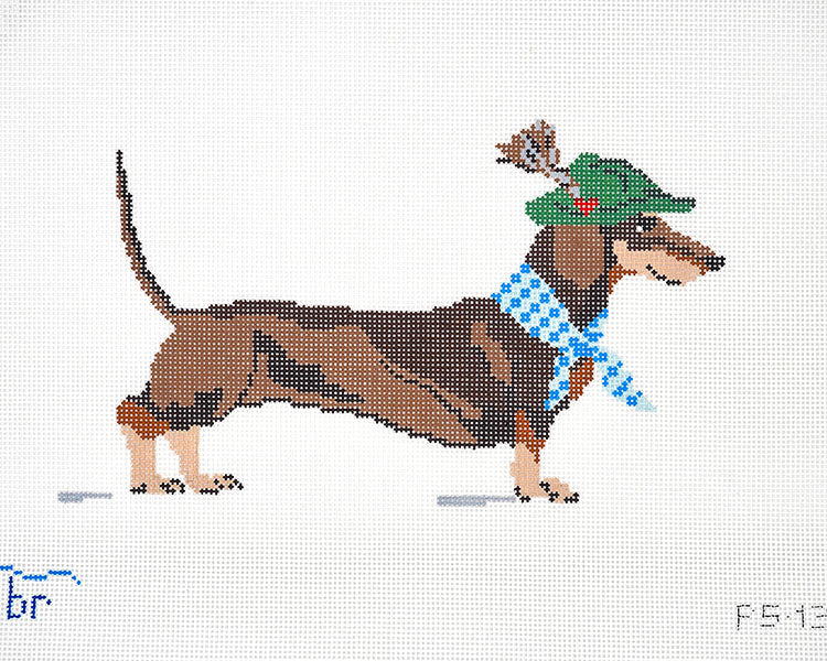 Dackel dachshund needlepoint canvas on 13 mesh