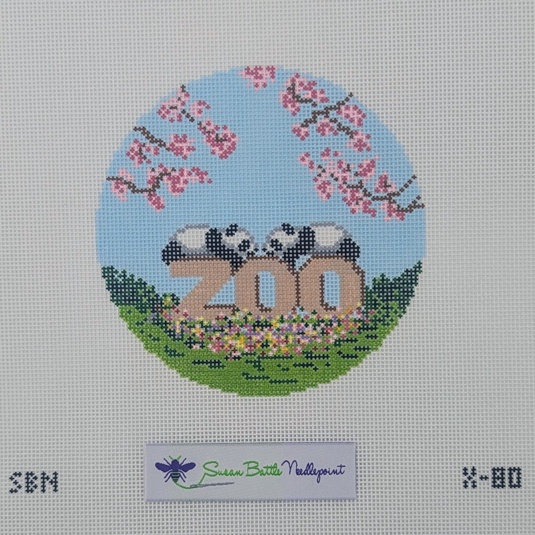 X80 Pandas &amp; Zoo with Cherry Blossoms ornament